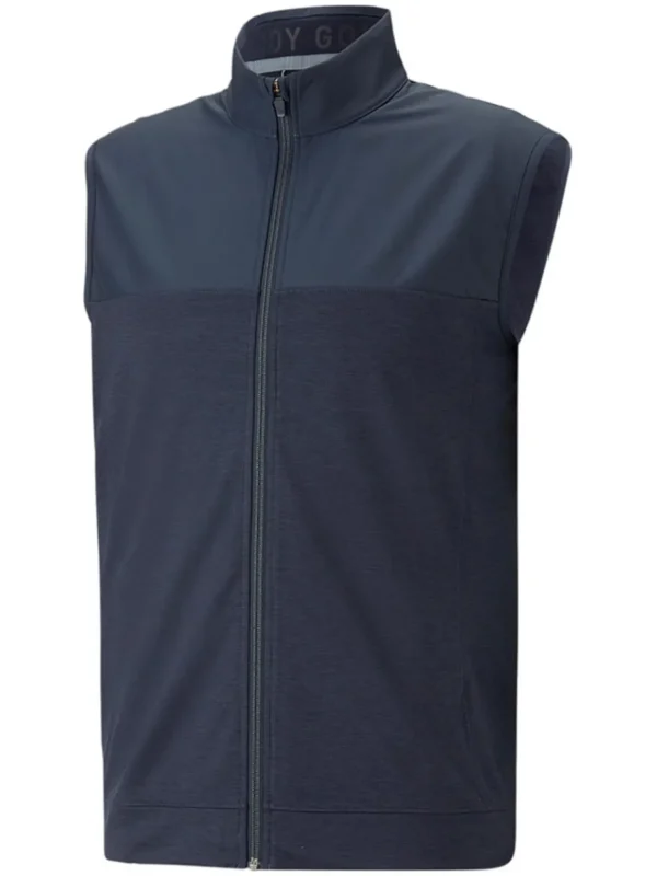 Men Puma Vests< Cloudspun Colorblock Golf Vest - Navy Blazer/Navy Blazer Heather