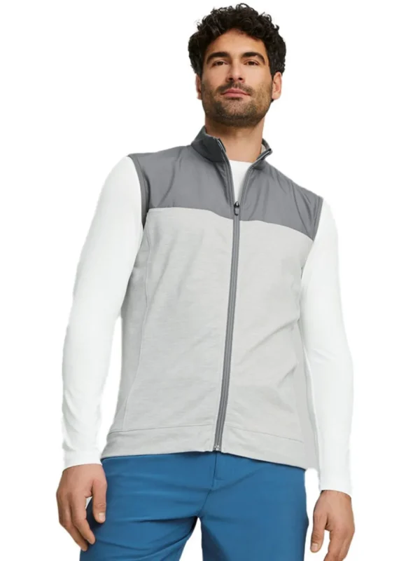 Men Puma Vests< Cloudspun Colorblock Golf Vest - Quiet Shade/High Rise Heather