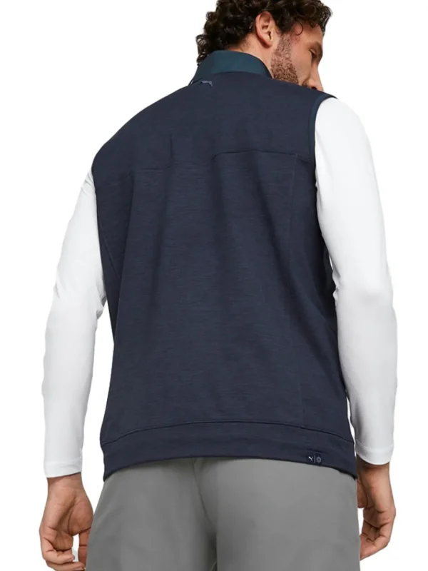 Men Puma Vests< Cloudspun Colorblock Golf Vest - Navy Blazer/Navy Blazer Heather