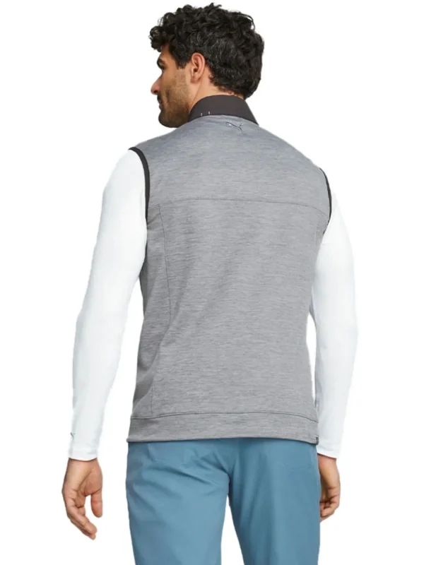 Men Puma Vests< Cloudspun Colorblock Golf Vest - Black/Quiet Shade Heather