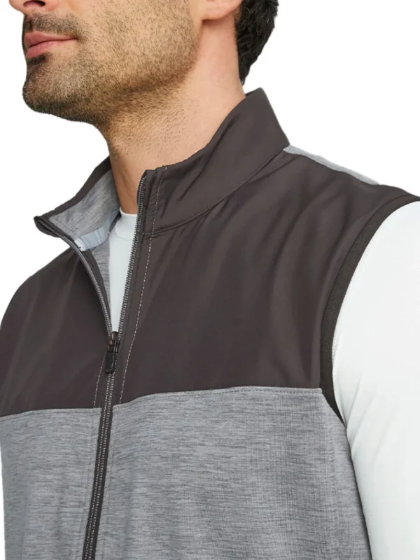 Men Puma Vests< Cloudspun Colorblock Golf Vest - Black/Quiet Shade Heather