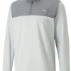 Men Puma Jumpers< Cloudspun Colourblock Golf 1/4 Zip - Quite Shade/High Rise Heather