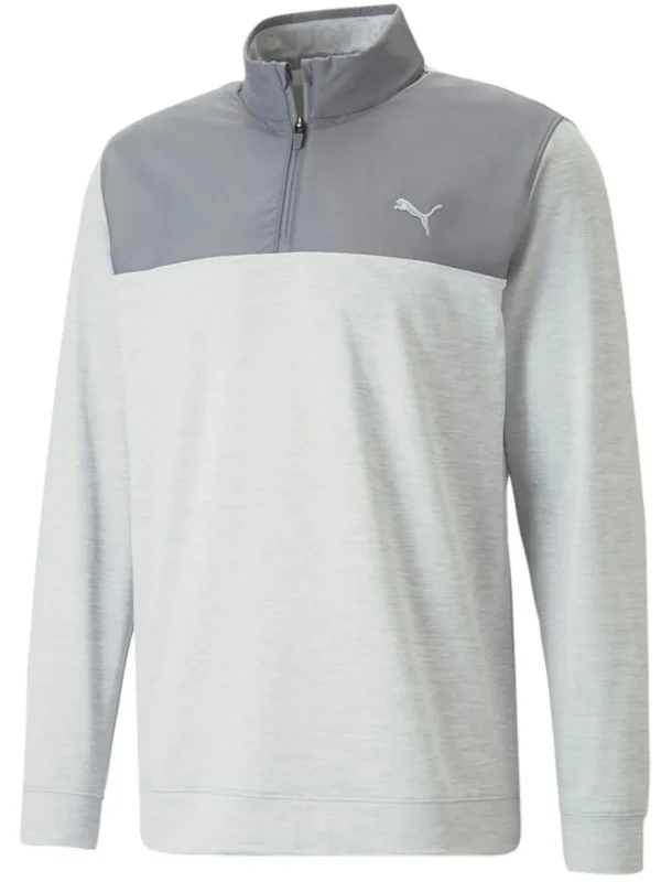 Men Puma Jumpers< Cloudspun Colourblock Golf 1/4 Zip - Quite Shade/High Rise Heather