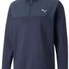 Men Puma Jumpers< Cloudspun Colourblock Golf 1/4 Zip - Navy Blazer/Navy Blazer Heather