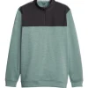 Men Puma Jumpers< Cloudspun Colourblock Golf 1/4 Zip - Black/Eucalyptus Heather