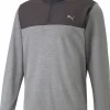 Men Puma Jumpers< Cloudspun Colourblock Golf 1/4 Zip - Black/Quite Shade