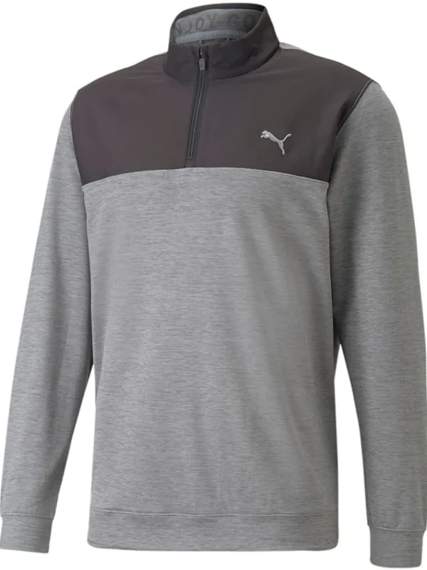 Men Puma Jumpers< Cloudspun Colourblock Golf 1/4 Zip - Black/Quite Shade