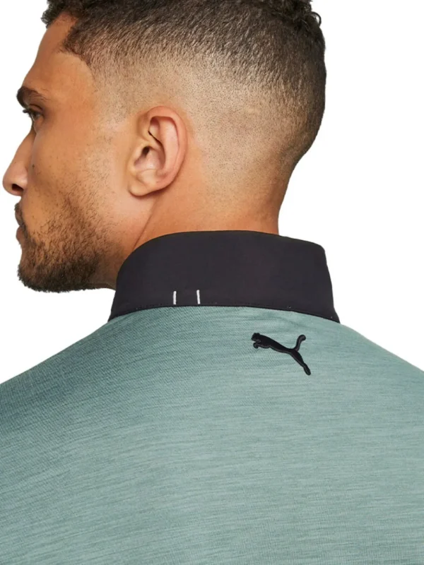 Men Puma Jumpers< Cloudspun Colourblock Golf 1/4 Zip - Black/Eucalyptus Heather