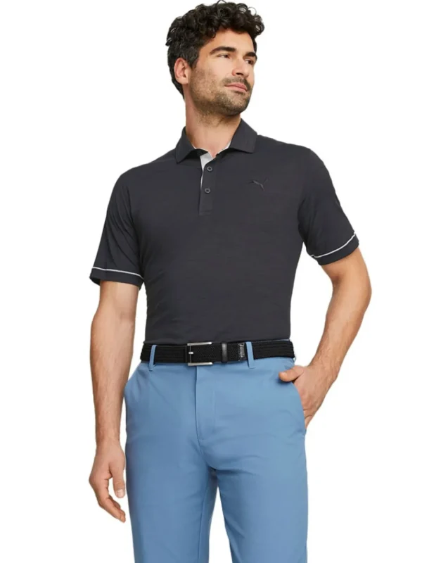 Men Puma Shirts< Cloudspun Haystack Golf Polo - Black Heather