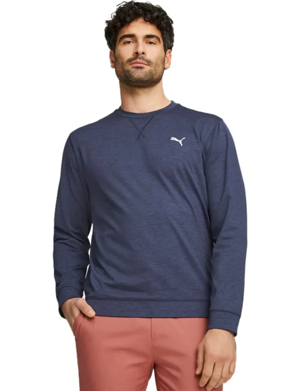 Men Puma Jumpers< Cloudspun Heather Golf Sweatshirt - Navy Blazer Heather