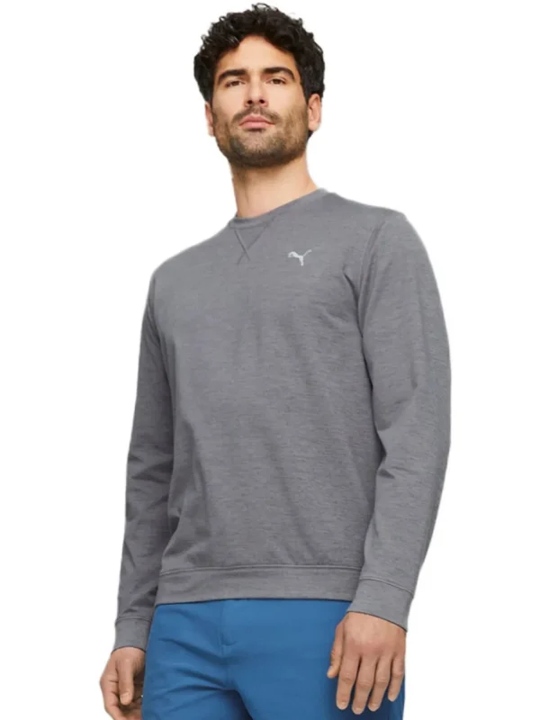 Men Puma Jumpers< Cloudspun Heather Golf Sweatshirt - Quiet Shade Heather