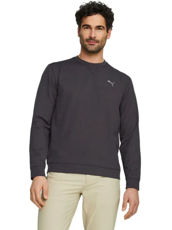 Men Puma Jumpers< Cloudspun Heather Golf Sweatshirt - Black Heather