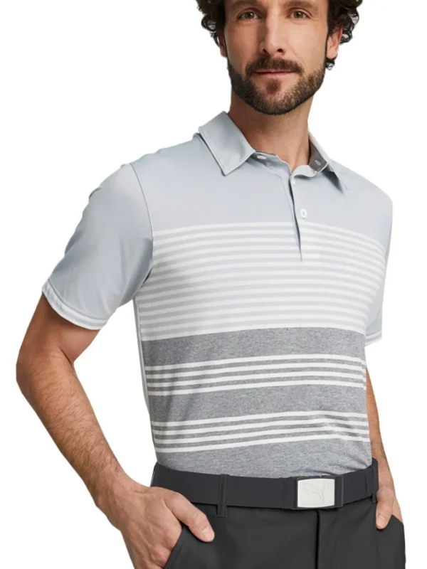 Men Puma Shirts< Mattr Track Golf Polo - High Rise/Quiet Shade Heather