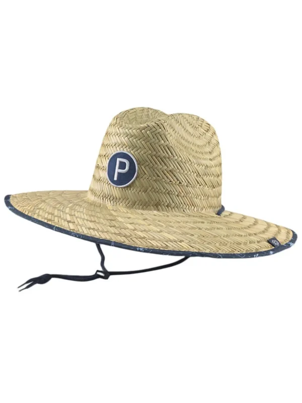 Puma Hats< Straw Sunbucket P Hat - Bright White/Navy Blazer