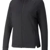 Women Puma Jumpers< Women'S Cloudspun Heather Full Zip Golf Jacket - Black Heather