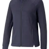 Women Puma Jumpers< Women'S Cloudspun Heather Full Zip Golf Jacket - Navy Blazer Heather