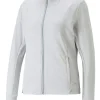 Women Puma Jumpers< Women'S Cloudspun Heather Full Zip Golf Jacket - High Rise Heather