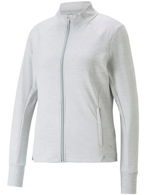 Women Puma Jumpers< Women'S Cloudspun Heather Full Zip Golf Jacket - High Rise Heather