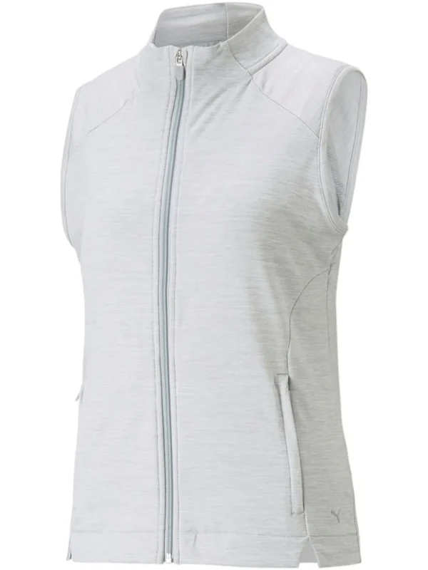 Women Puma Vests< Women'S Cloudspun Heather Full Zip Golf Vest - High Rise Heather