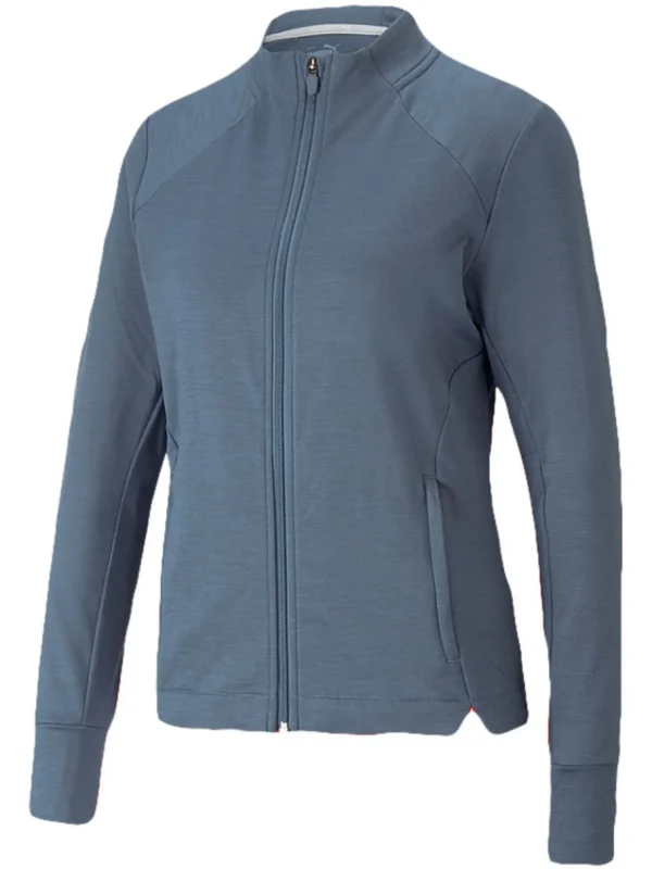 Women Puma Jumpers< Women'S Cloudspun Heather Full Zip Golf Jacket - Evening Sky Heather