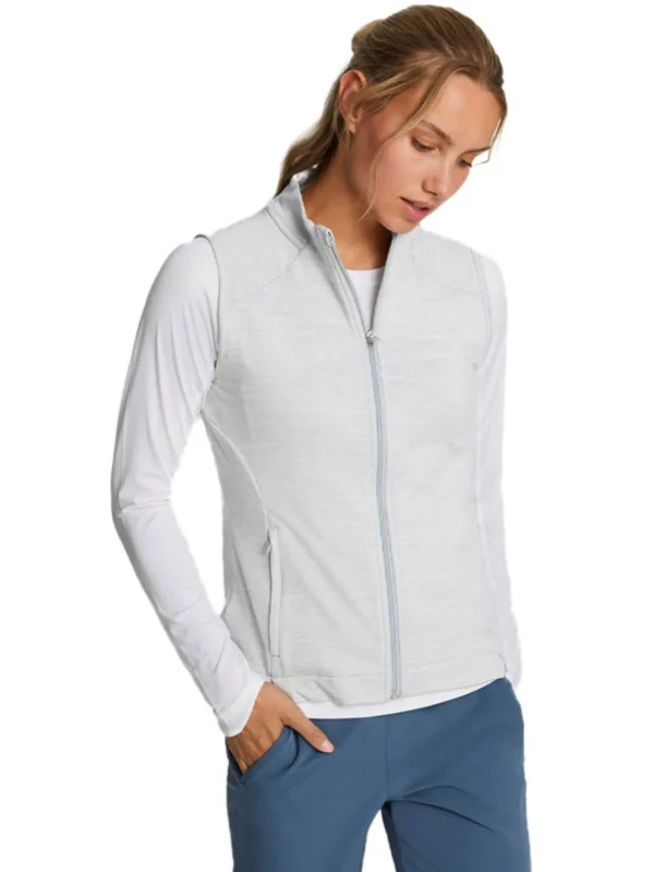 Women Puma Vests< Women'S Cloudspun Heather Full Zip Golf Vest - High Rise Heather