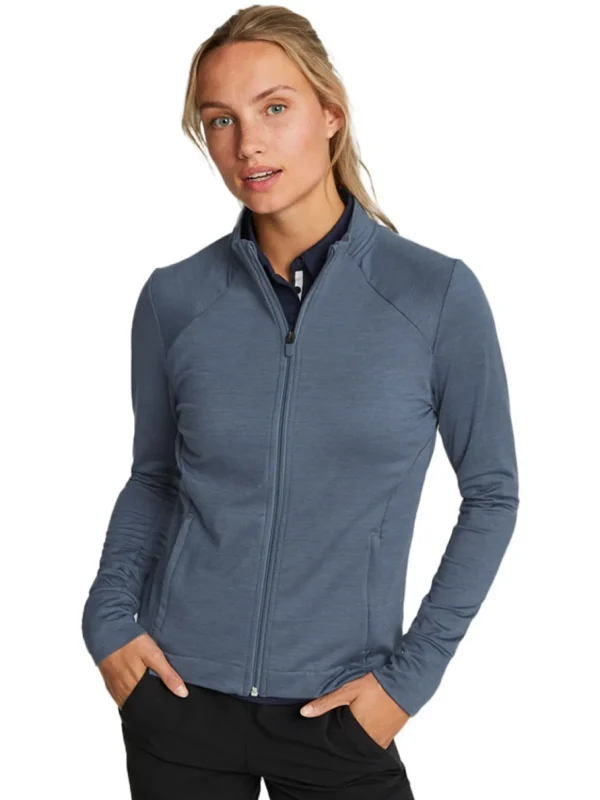 Women Puma Jumpers< Women'S Cloudspun Heather Full Zip Golf Jacket - Evening Sky Heather