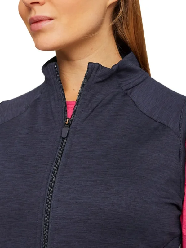 Women Puma Vests< Women'S Cloudspun Heather Full Zip Golf Vest - Navy Blazer Heather