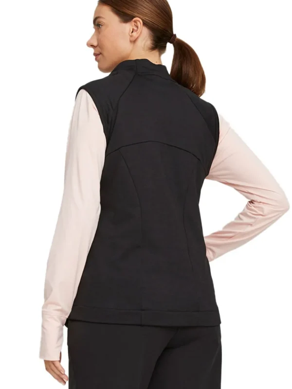 Women Puma Vests< Women'S Cloudspun Heather Full Zip Golf Vest - Black Heather