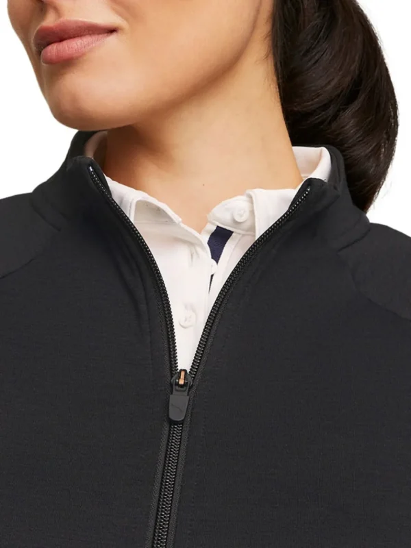 Women Puma Jumpers< Women'S Cloudspun Heather Full Zip Golf Jacket - Black Heather