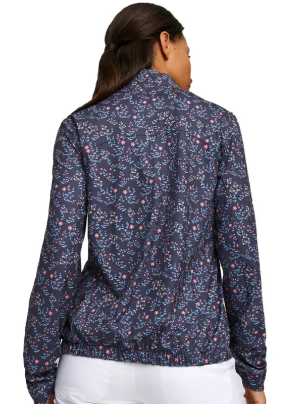 Women Puma Jumpers< Women'S Floral Cloudspun 1/4-Zip Golf Pullover - Navy Blazer/Loveable