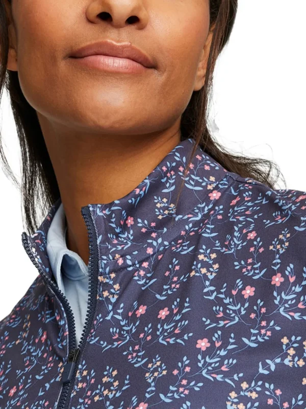 Women Puma Jumpers< Women'S Floral Cloudspun 1/4-Zip Golf Pullover - Navy Blazer/Loveable