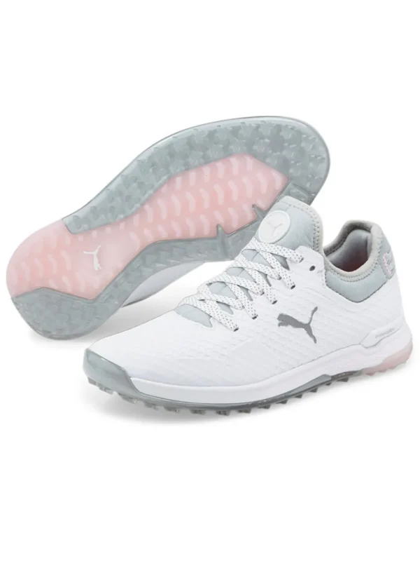 Women Puma Womens Golf Shoes< Women'S Proadapt Alphacat Golf Shoes - White/ Silver/Pink Lady