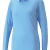 Women Puma Shirts< Women'S Youv Ls Golf Polo - Day Dream Heather