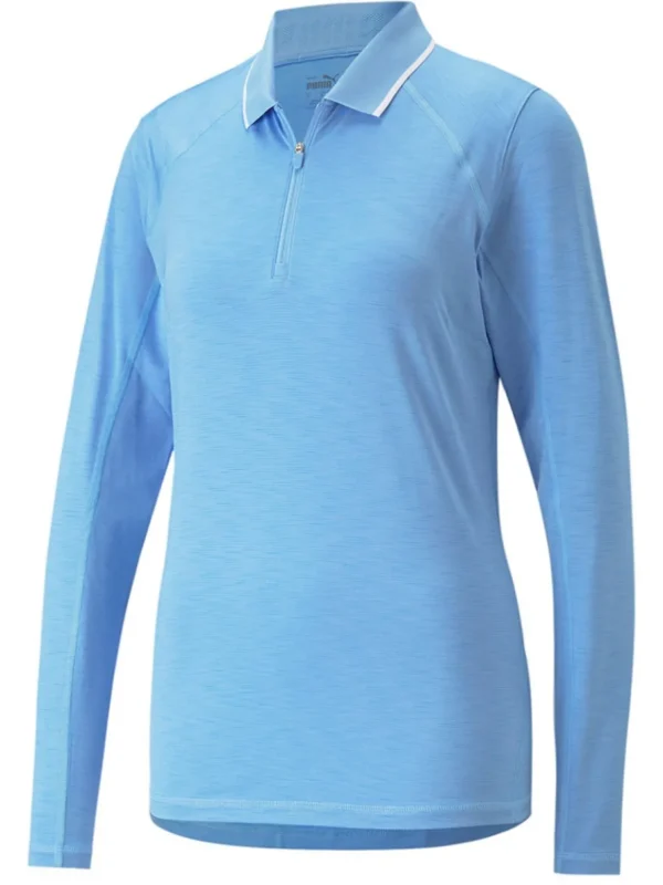 Women Puma Shirts< Women'S Youv Ls Golf Polo - Day Dream Heather