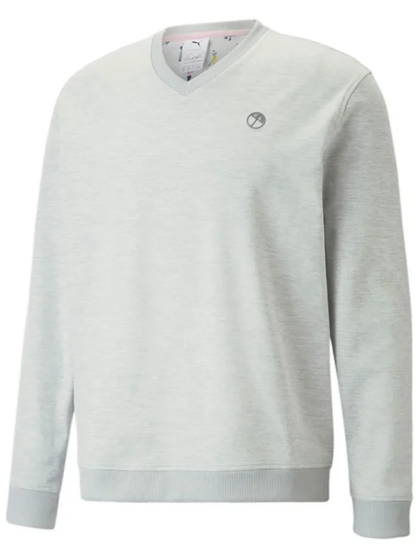 Men Puma Jumpers< X Arnold Palmer Cloudspun V-Neck Sweater - High Rise Heather