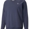 Men Puma Jumpers< X Arnold Palmer Cloudspun V-Neck Sweater - Navy Blazer Heather