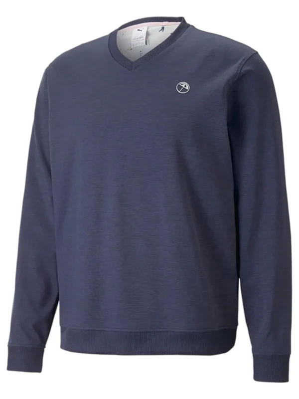 Men Puma Jumpers< X Arnold Palmer Cloudspun V-Neck Sweater - Navy Blazer Heather