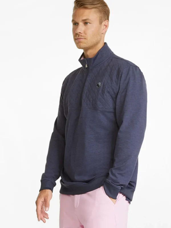 Men Puma Jumpers< X Arnold Palmer Cloudspun Castle Quarter-Zip - Navy Blazer Heather