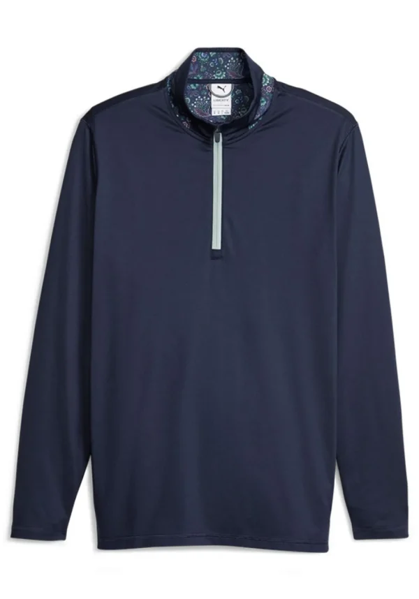 Men Puma Jumpers< X Liberty 1/4 Zip - Navy Blazer/Green Fog