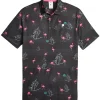 Men Puma Shirts< X Palm Tree Crew Print Polo - Black/Charming Pink