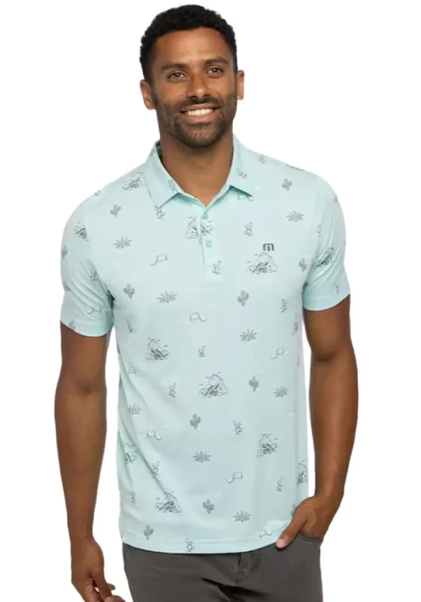 Men Travis Mathew Shirts< All The Tacos Polo - Heather Turquoise