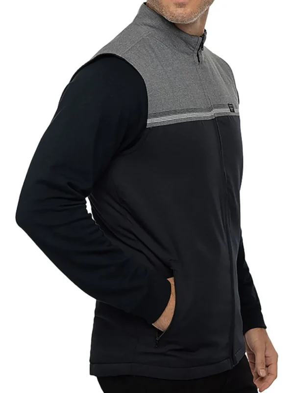 Men Travis Mathew Vests< Pascuales Vest - Heather Grey Pinstripe