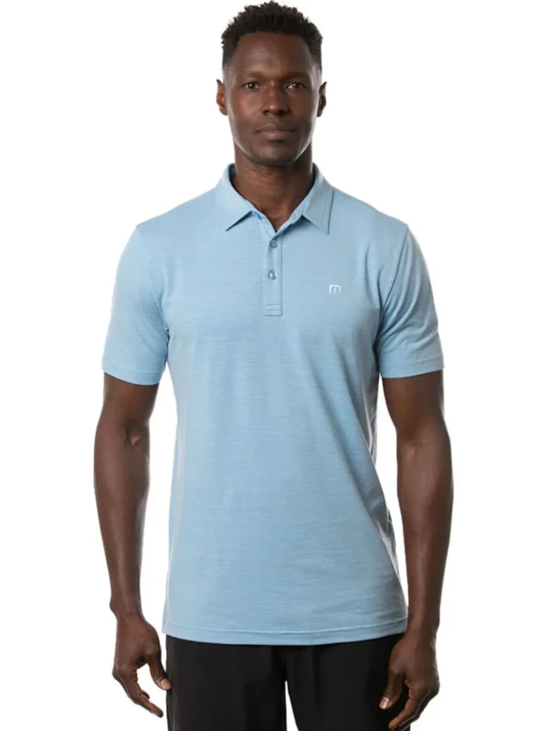 Men Travis Mathew Shirts< The Heater Polo - Heather Heritage Blue