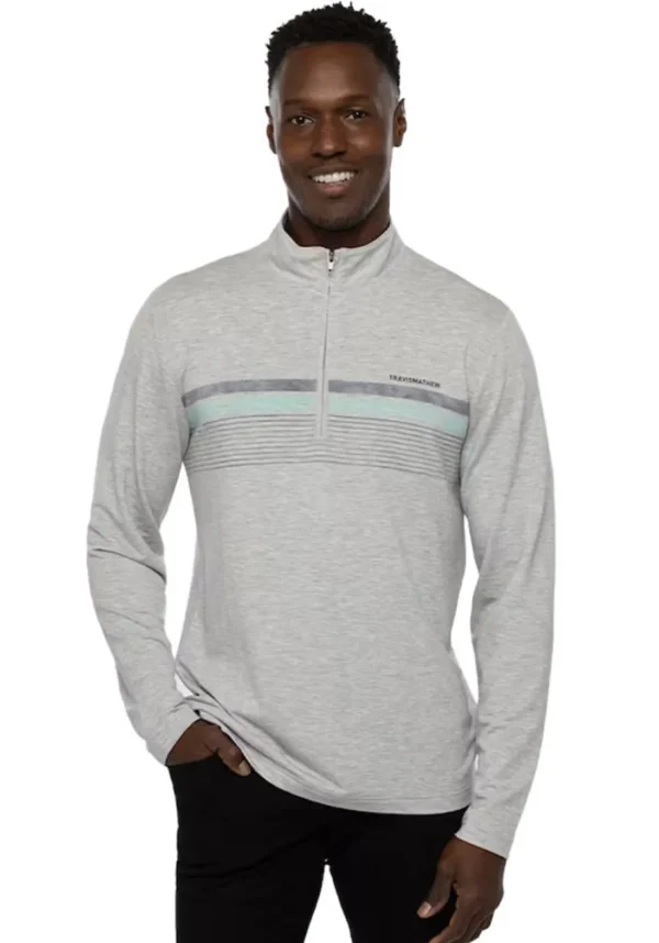 Men Travis Mathew Jumpers< Twist Of Lime Quarter Zip - Heather Light Grey