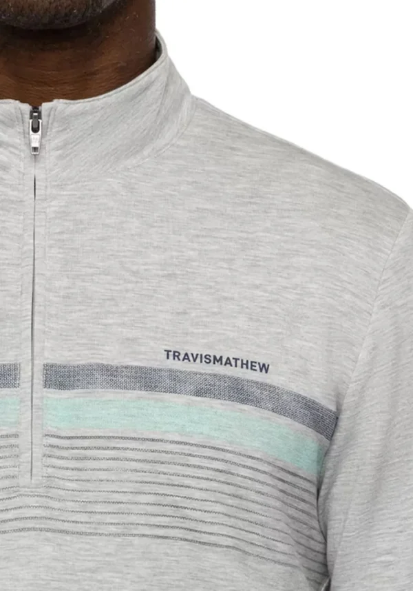 Men Travis Mathew Jumpers< Twist Of Lime Quarter Zip - Heather Light Grey