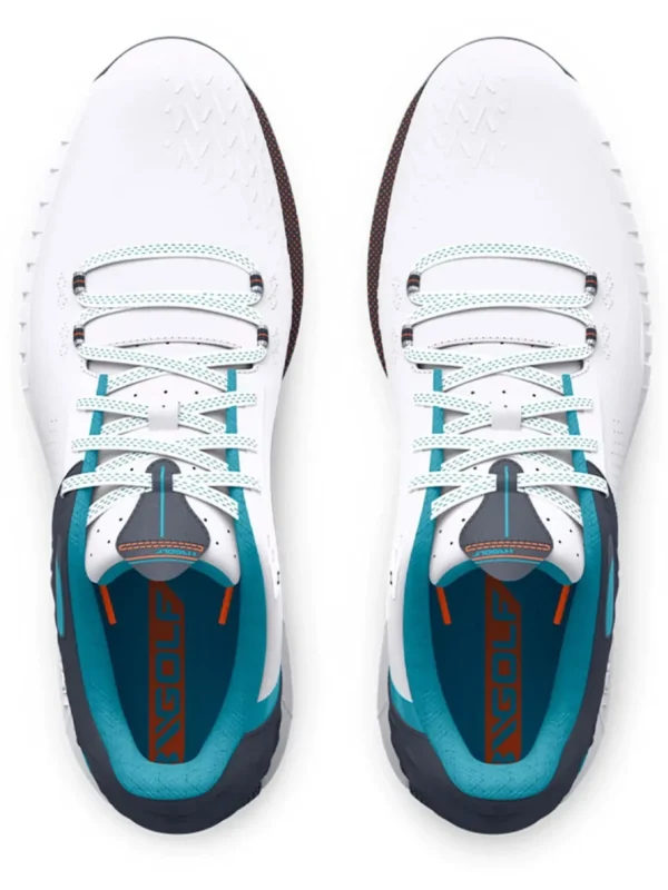 Men Under Armour Mens Golf Shoes< Hovr Drive 2 Wide (E) Golf Shoes - White/Grey/Blue Surf