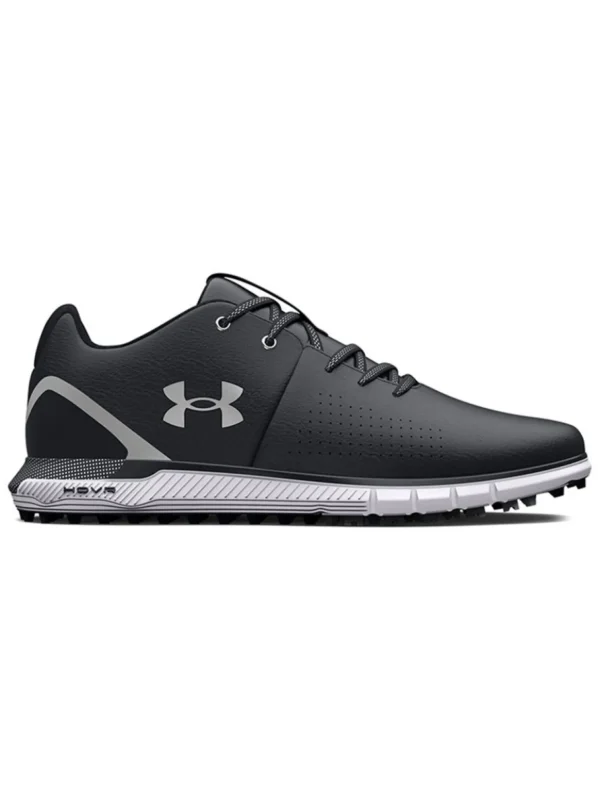 Men Under Armour Mens Golf Shoes< Hovr Fade 2 Spikeless Wide (2E) Golf Shoes - Black/Metallic Silver