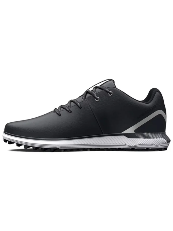 Men Under Armour Mens Golf Shoes< Hovr Fade 2 Spikeless Wide (2E) Golf Shoes - Black/Metallic Silver