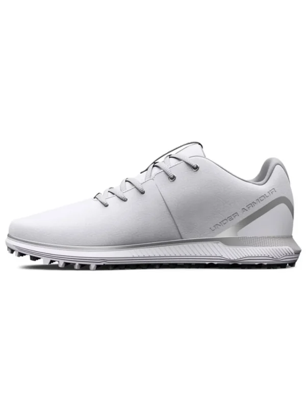 Men Under Armour Mens Golf Shoes< Hovr Fade 2 Spikeless Wide (2E) Golf Shoes - White/Metallic Silver