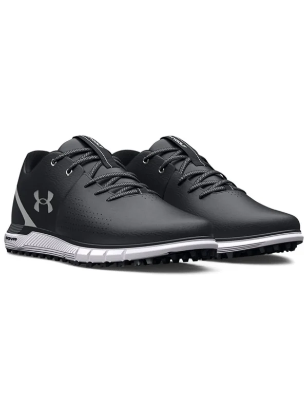 Men Under Armour Mens Golf Shoes< Hovr Fade 2 Spikeless Wide (2E) Golf Shoes - Black/Metallic Silver